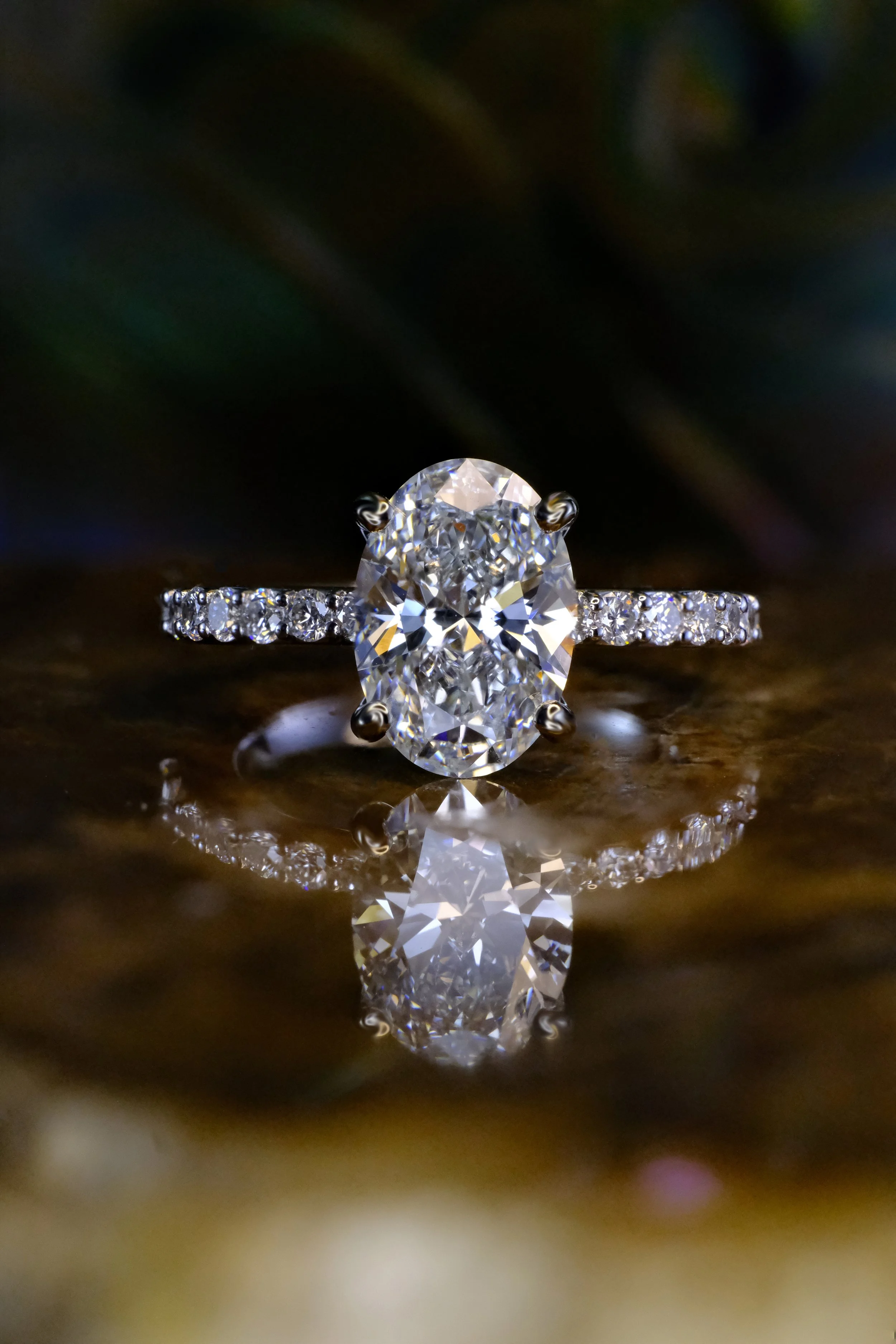 Diamond Solitaire Pave Band Engagement Ring - Front.jpg