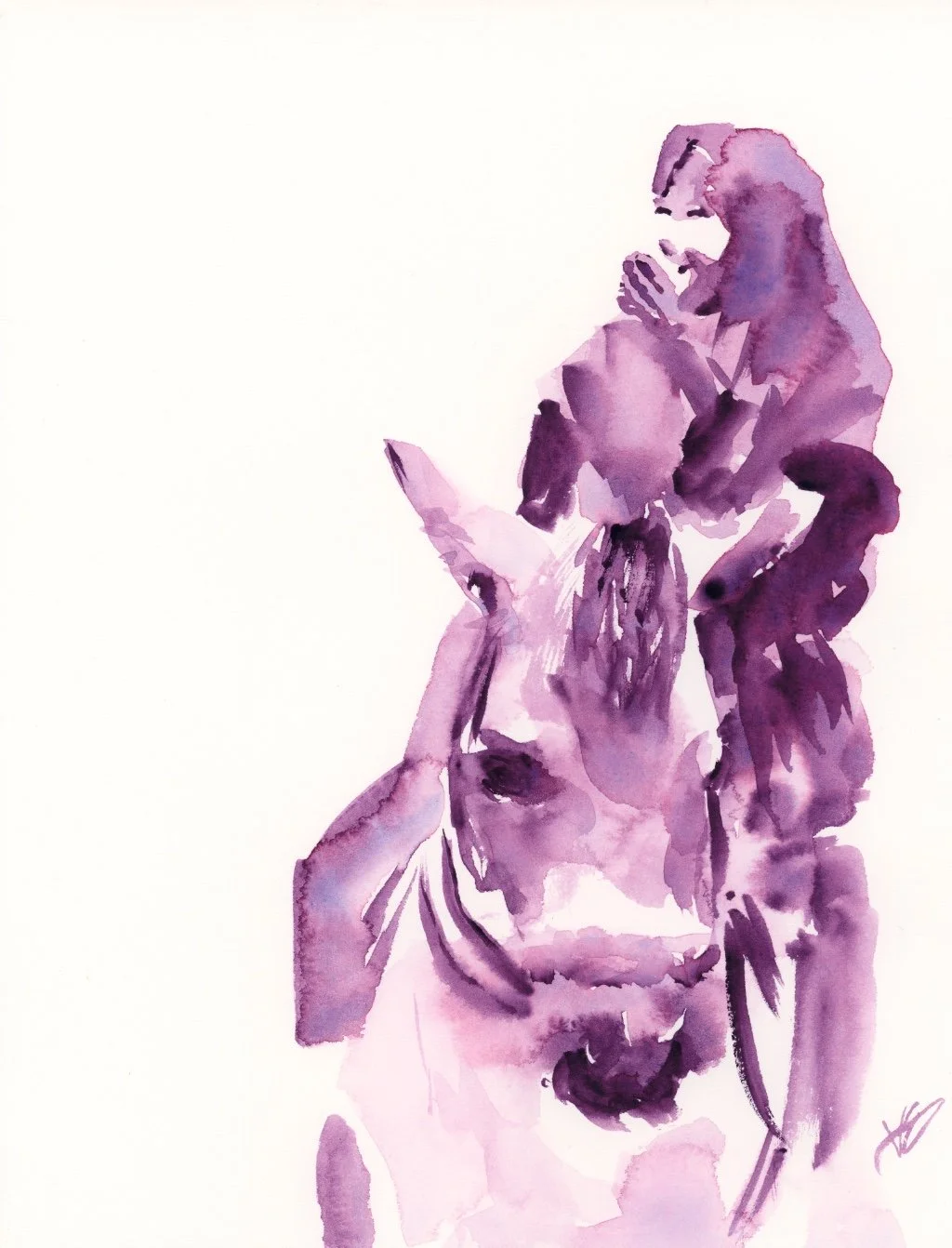 Painting a Monochromatic Watercolor Study: Woman on Horseback in 15 Minutes