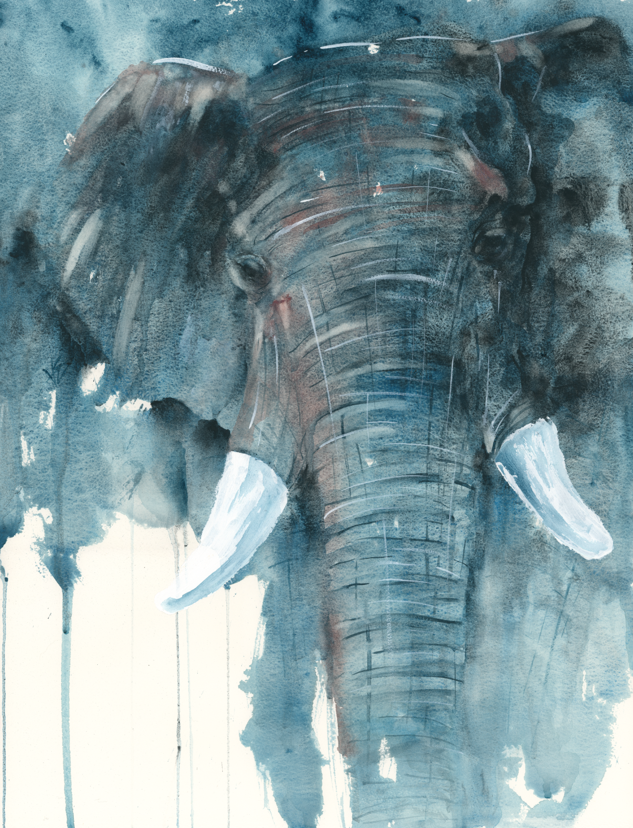 How I Painted a Moody Blue Elephant in Watercolor (No Sketch Required)