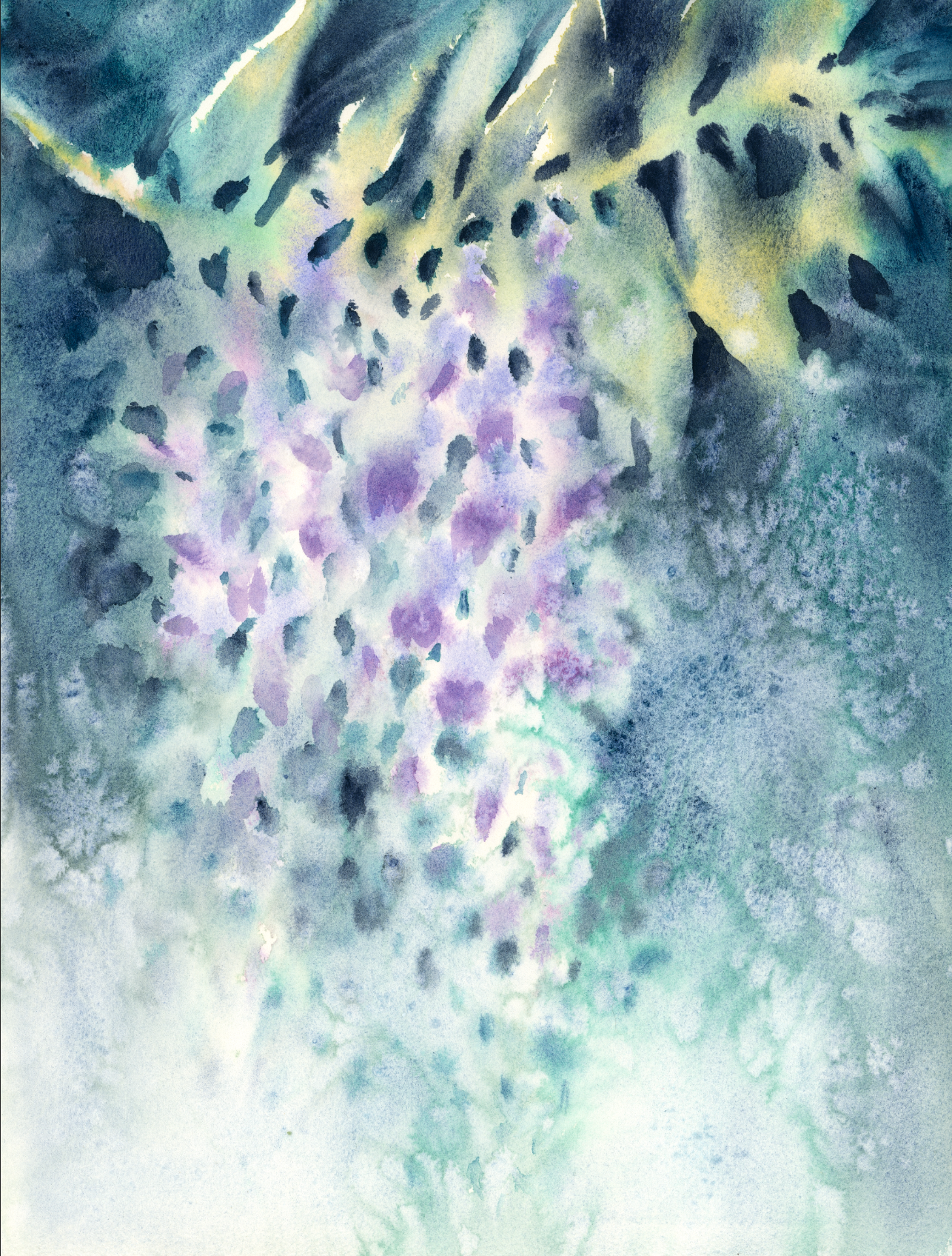 Painting a Glowing Wisteria in Negative Style: An Ethereal Watercolor Tutorial