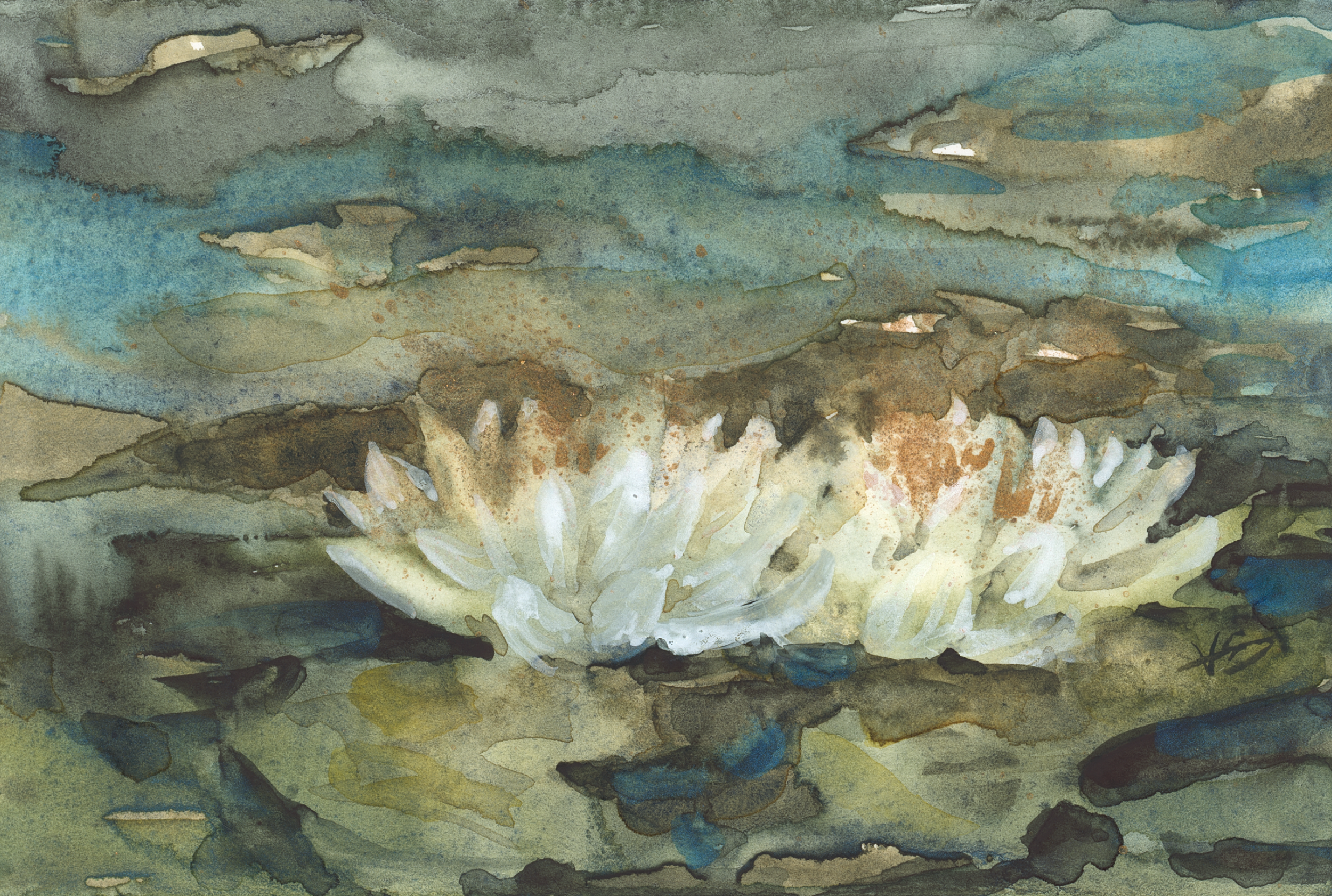 How I Painted a Mini Water Lily Piece with a Limited Green Palette