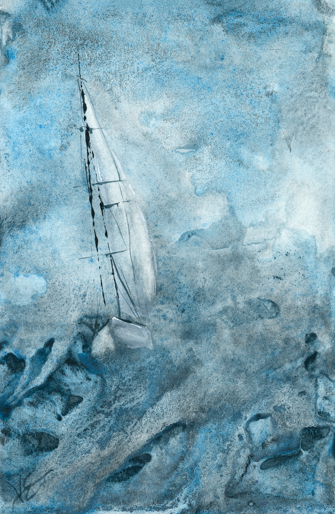 Painting a Monochromatic Sailboat in Rough Waters: A Mini Watercolor Adventure