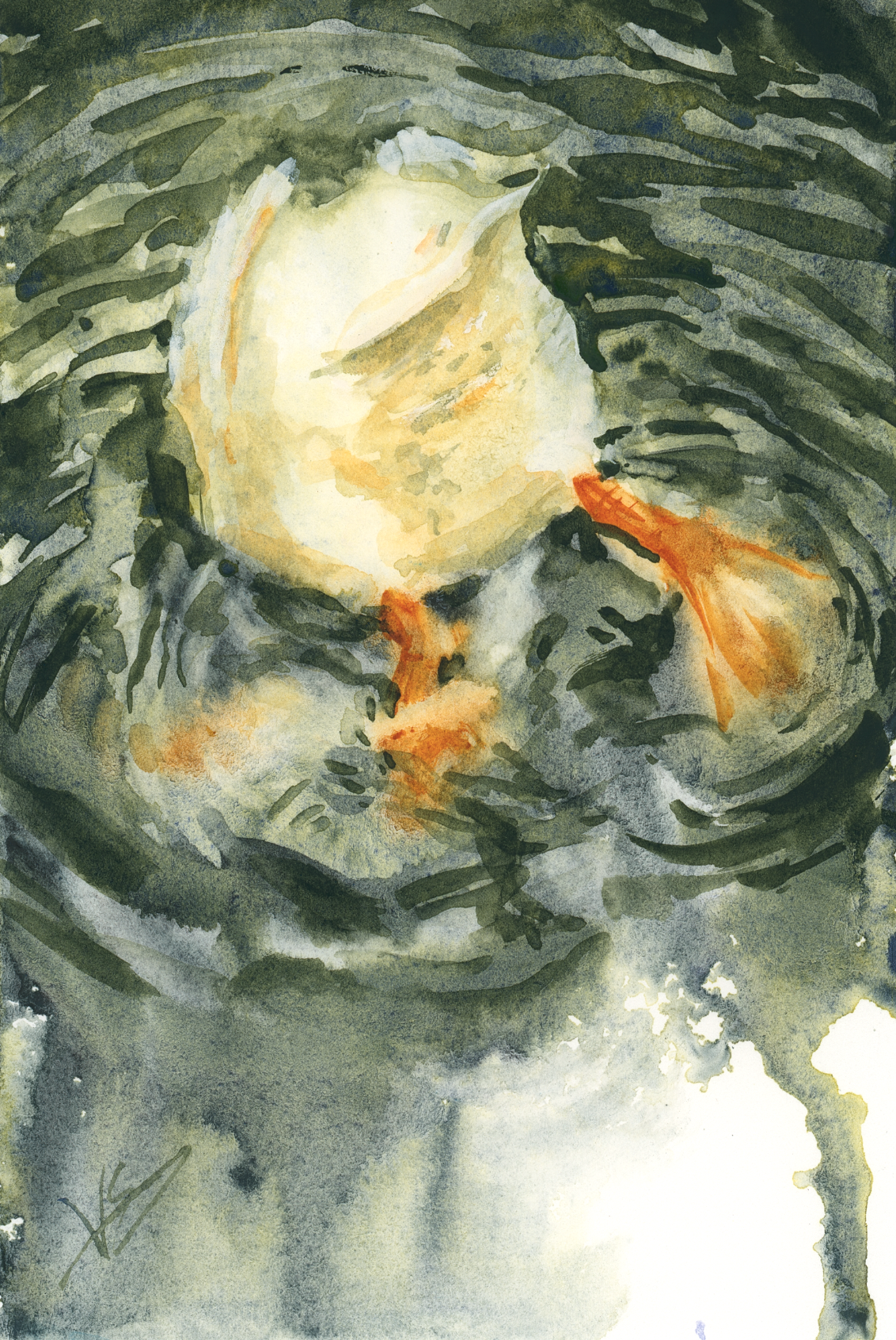 Painting a Feeding Duck in a Pond: Mini Watercolor No. 4