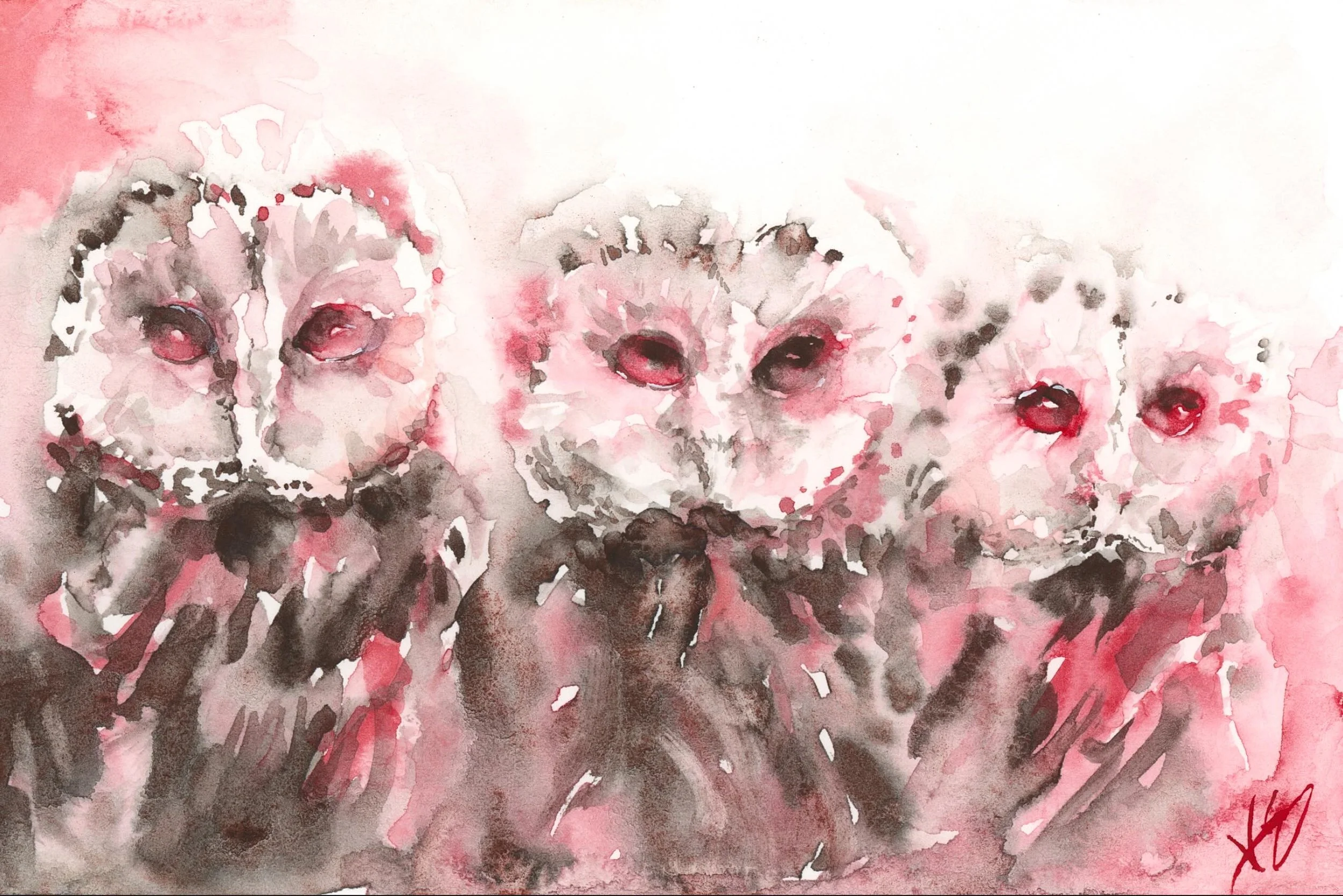 Once there were three baby owls. . . 

Inspired by a book read to me and my siblings then later read to my own kids, this painting of owls is my last small painting to be submitted to a gallery show. 

Watch the demo on my YouTube where I only use 2 