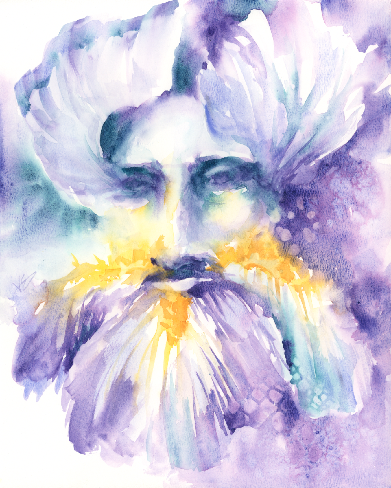 Painting a Surreal Watercolor Portrait: My Bearded Iris (Yes, It's a Pun)