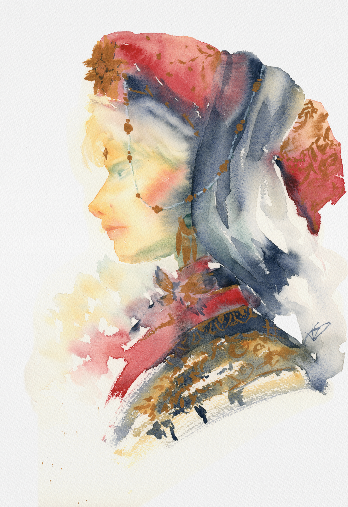 Painting a Manhwa-Inspired Portrait: Gold, Loose Washes, and an Honest Lesson in Color