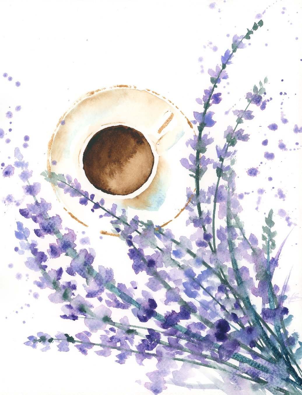 "Coffee and Lavender" 9x12 inches