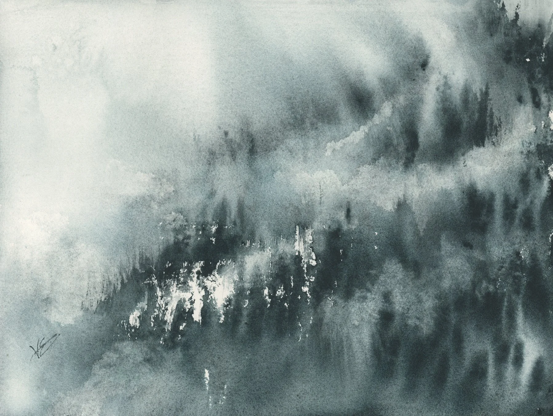 "Misty Mountain Forest" 9x12 inches