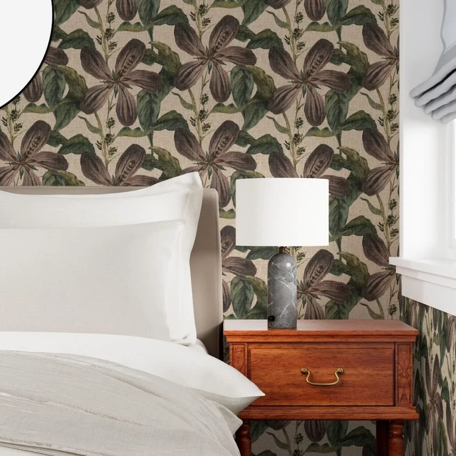 watercolor vintage botanical hibiscus wallpaper with beige background