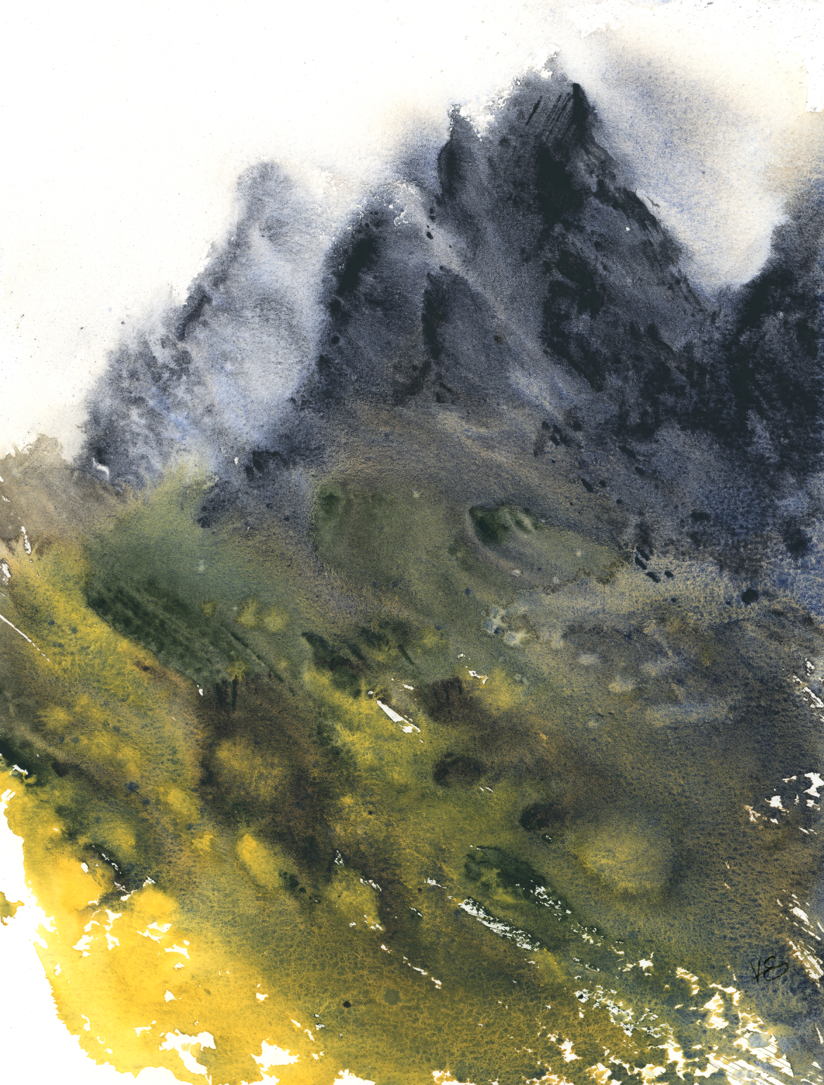 "Obsidian Mountain" 9x12 inches