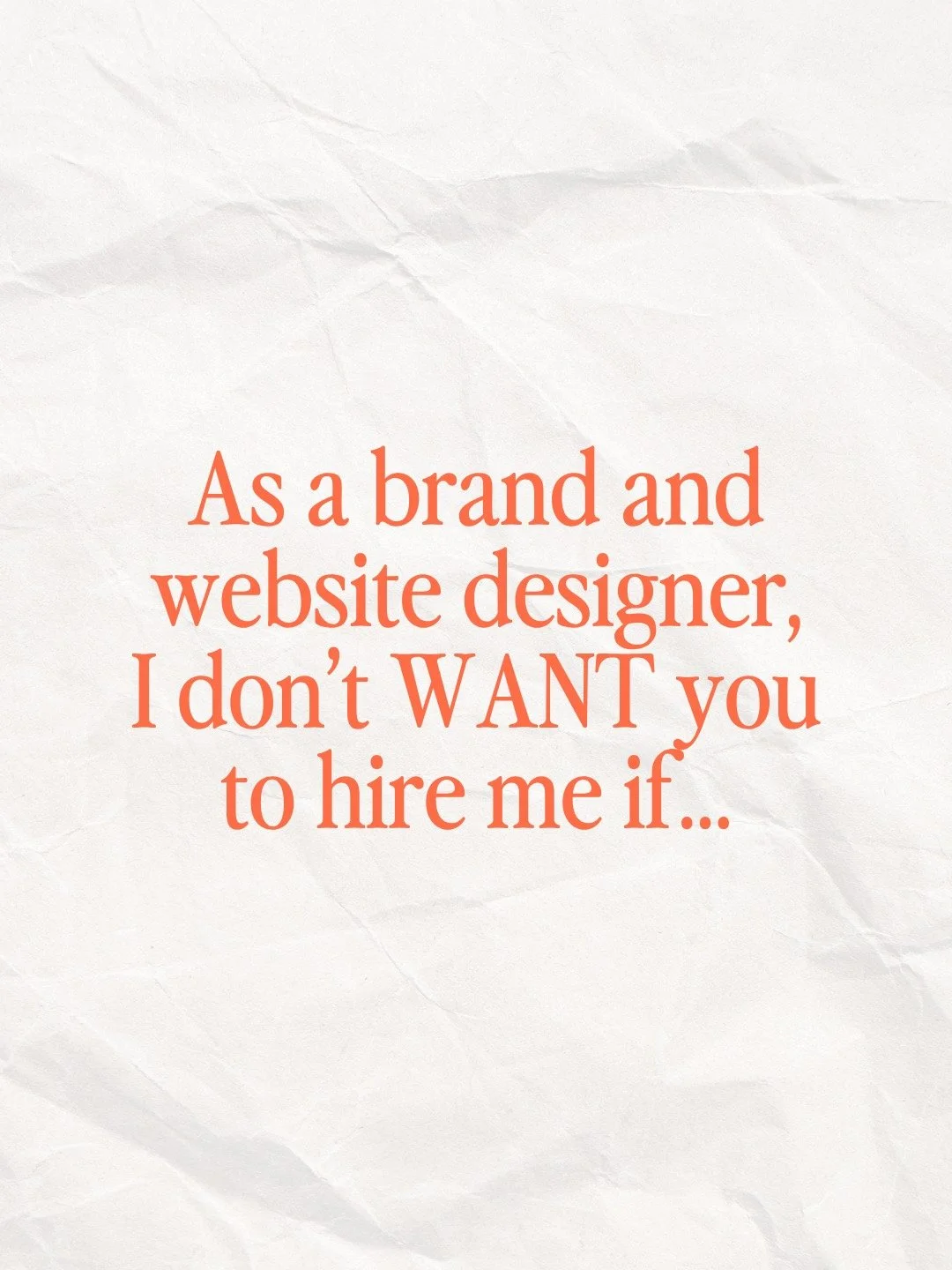 OK, this one&rsquo;s a little spicy 🌶️

But here&rsquo;s the thing&hellip; I just want to be upfront and honest about how I work and what I won&rsquo;t entertain when it comes to building brands and websites.

Not because I&rsquo;m difficult. But be