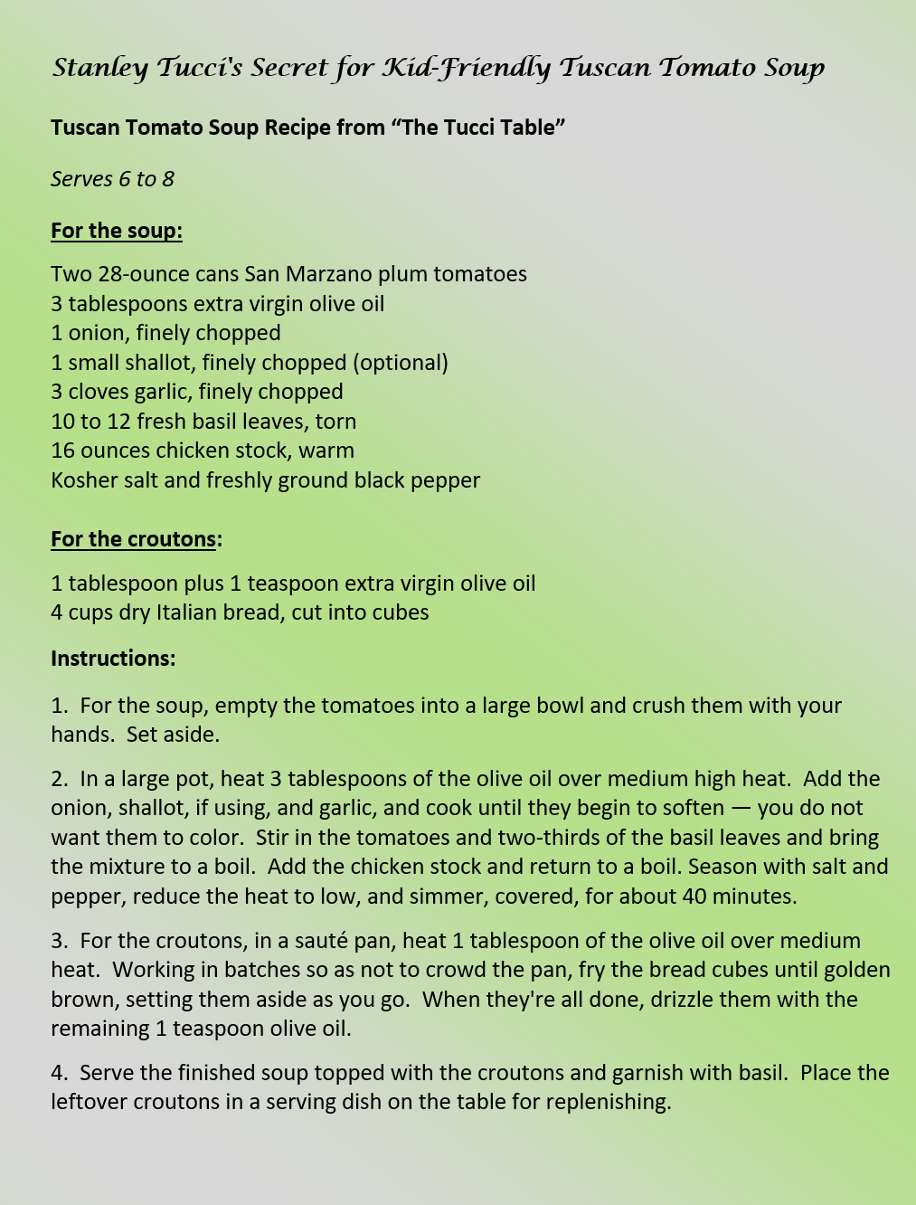 Tucci's Secret for Kid-Friendly Tuscan Tomato Soup