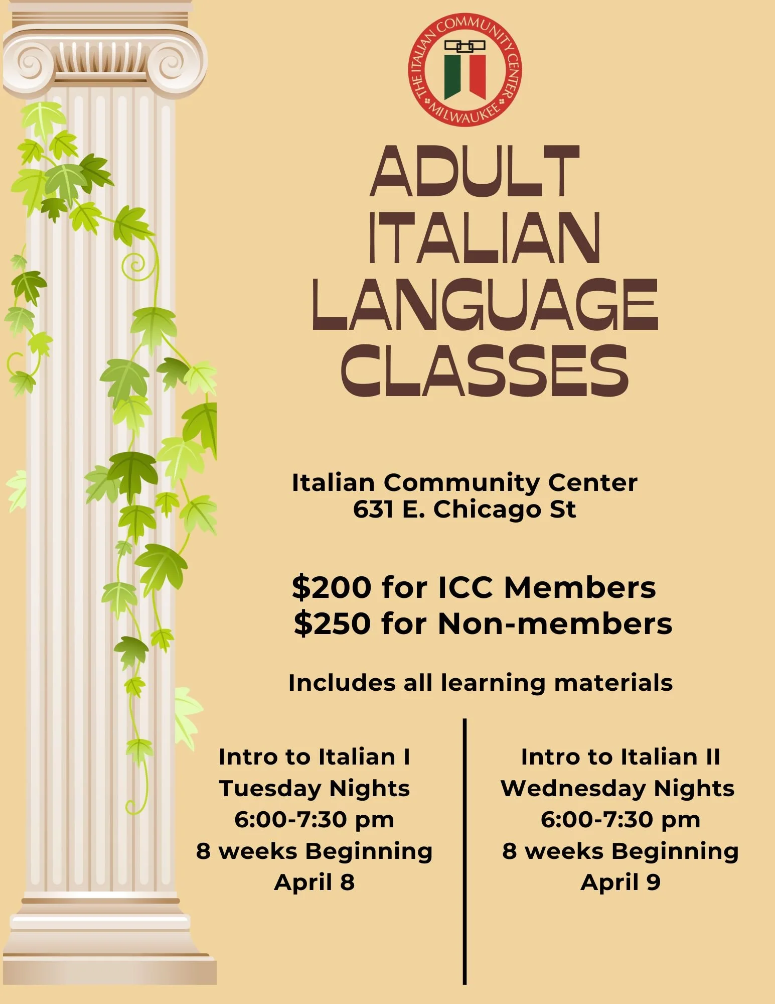 Italian Language Program Italian Language Classes — Italian Community Center of Milwaukee, WI