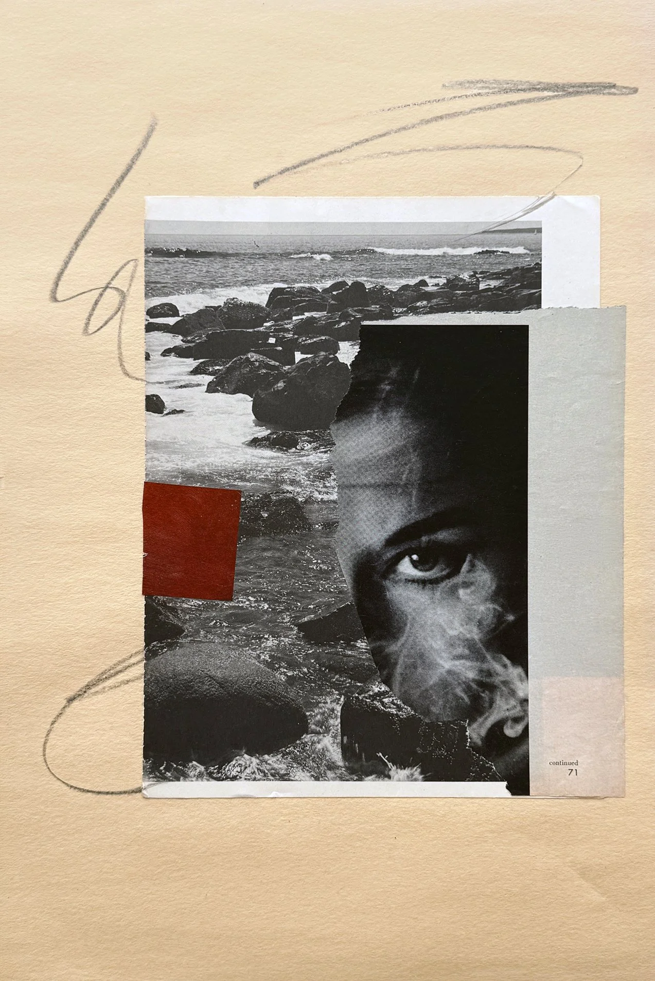 Surface Tension | Collage & Drawing on Manila | 12x18 in. | 2026