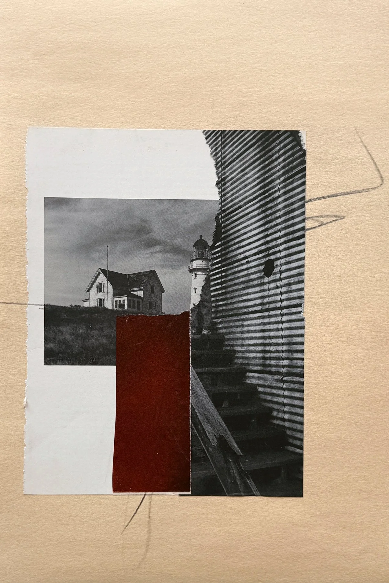 Riser | Collage & Drawing on Manila | 12x18 in. | 2026