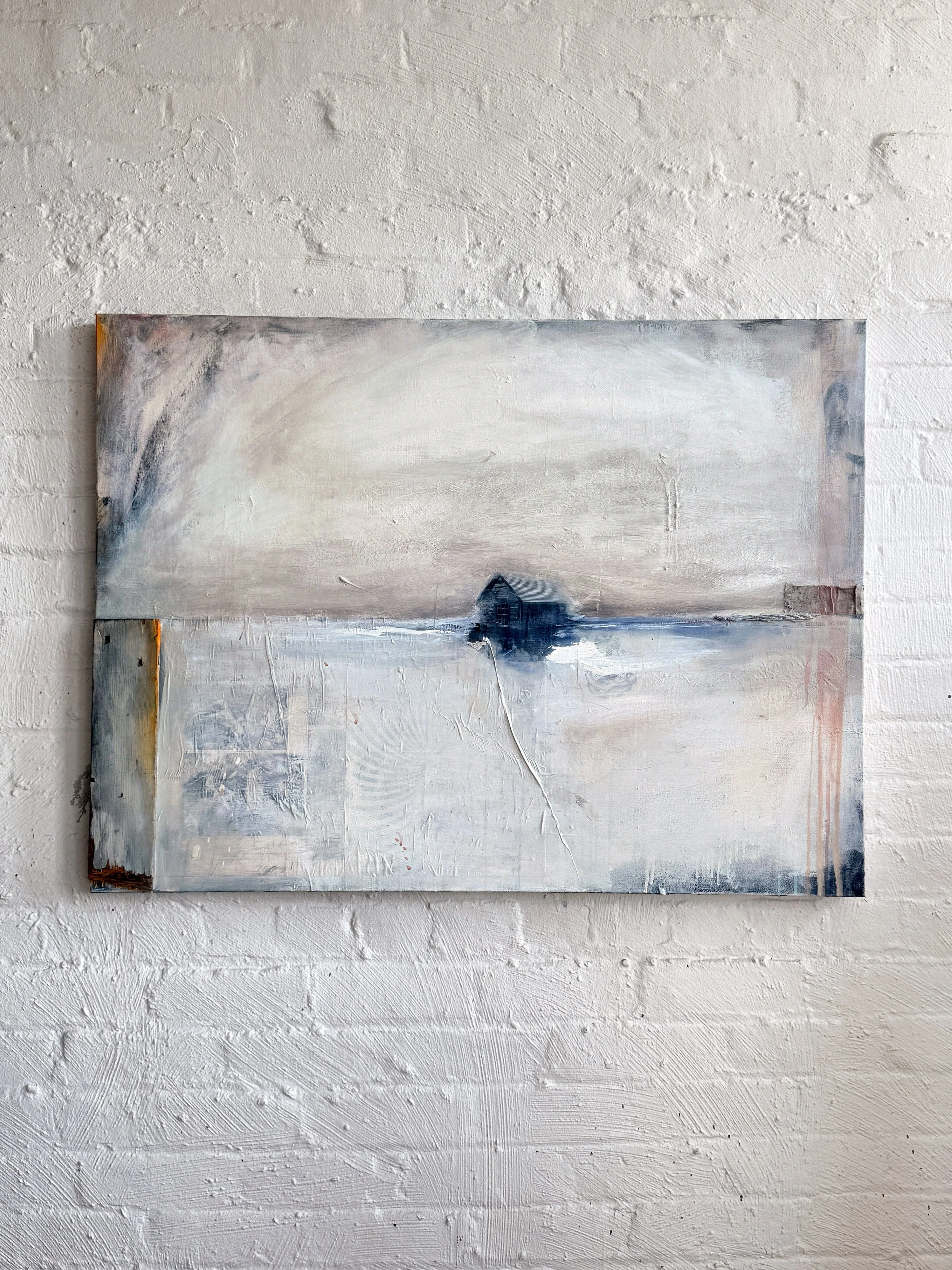 Signal House | Mixed media, collage & wood on canvas | 40x30 in. | 2026