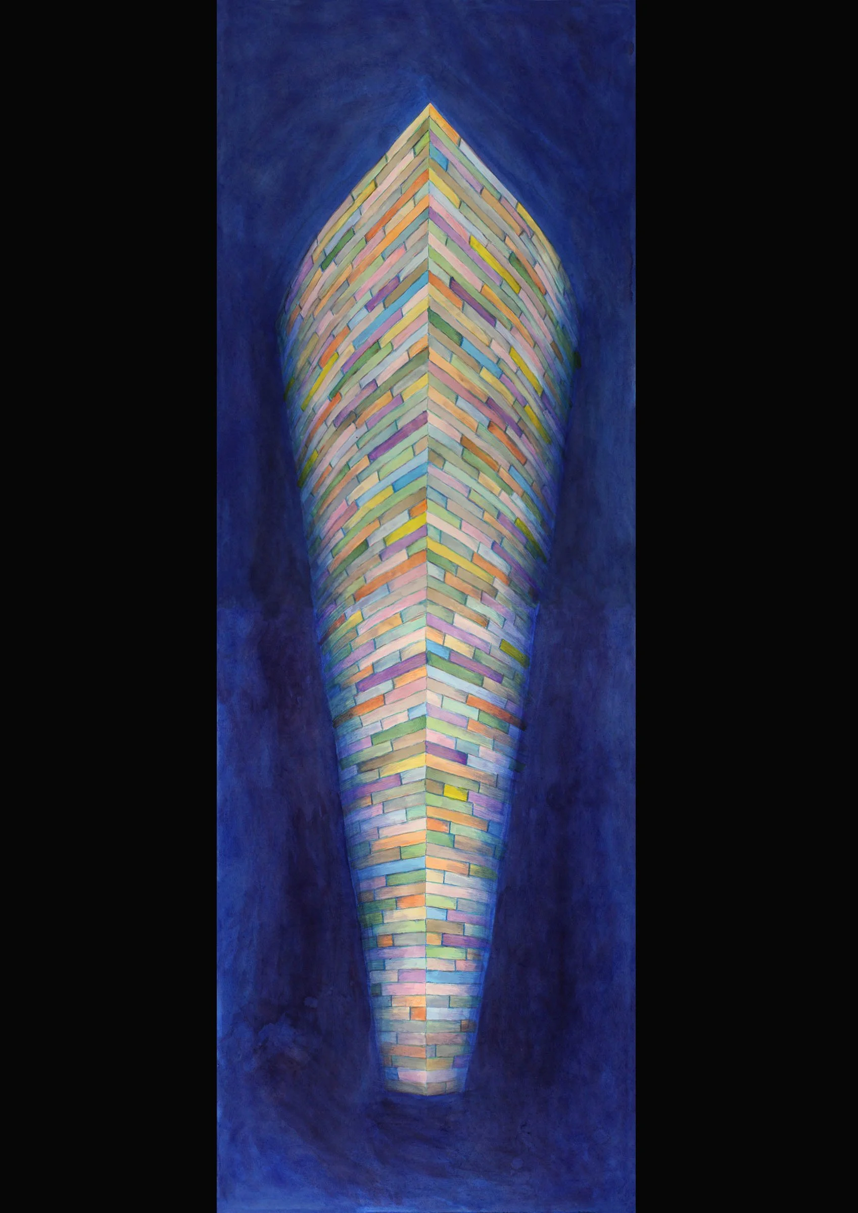 HIGH POINT PROW, Graphite, Color Pencil, Acrylic on Paper, 120”H x 41”W, 2026