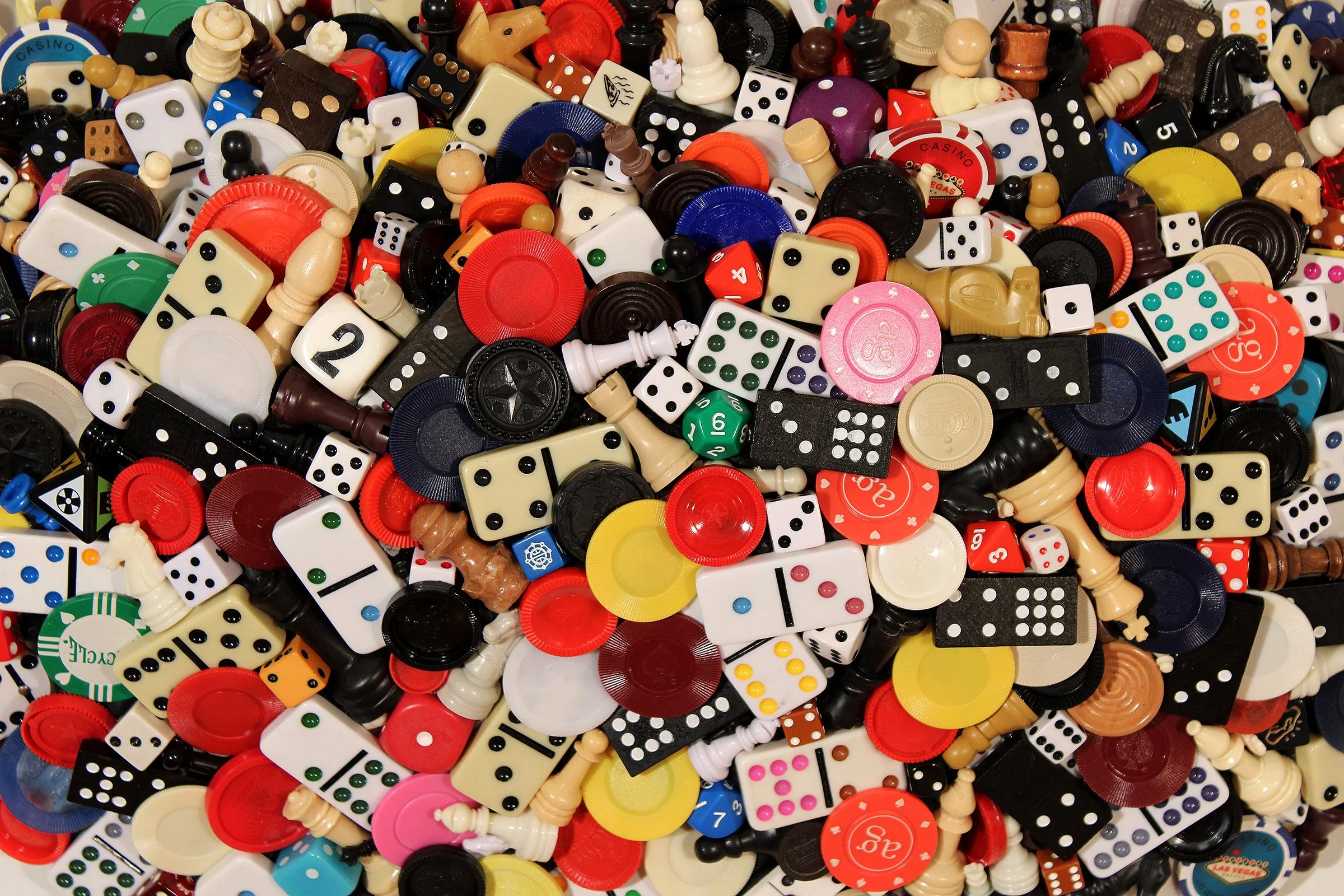 DETAIL_THE GAMES PEOPLE PLAY, Found Checker, Chess, Backgammon, Dominos, Dice, and Poker Chips, E-6000, Apoxie Sculpt, EZ Sculpt, Plywood, 16”H x 24”W x 5”D, 2026