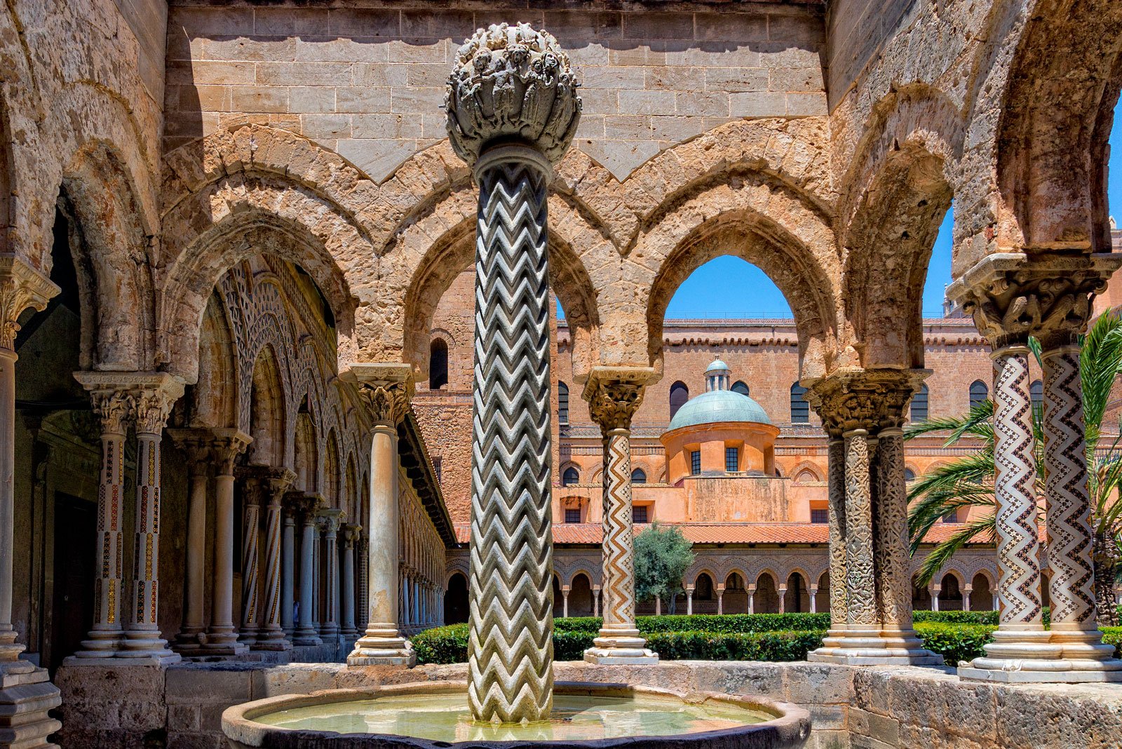 The Arab-Norman fountain of Monreale cathedral cloister 