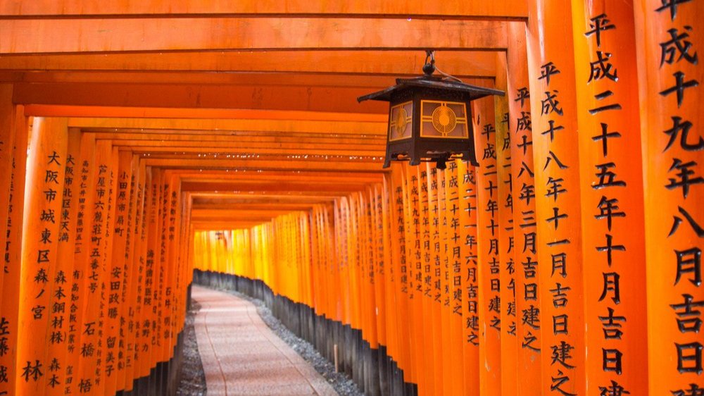 Endless vermillion torii gates at Fushimi Inari shrine