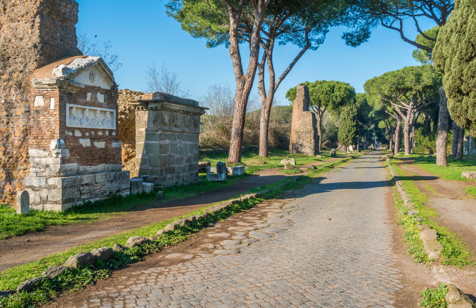 A peaceful scene on the Appian Way, just beyond the walls of Rome