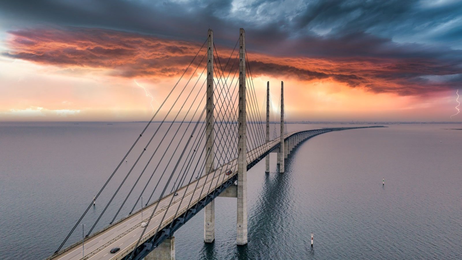 The Öresund Bridge, an impressive 16km-long passage to Malmö and southern Sweden