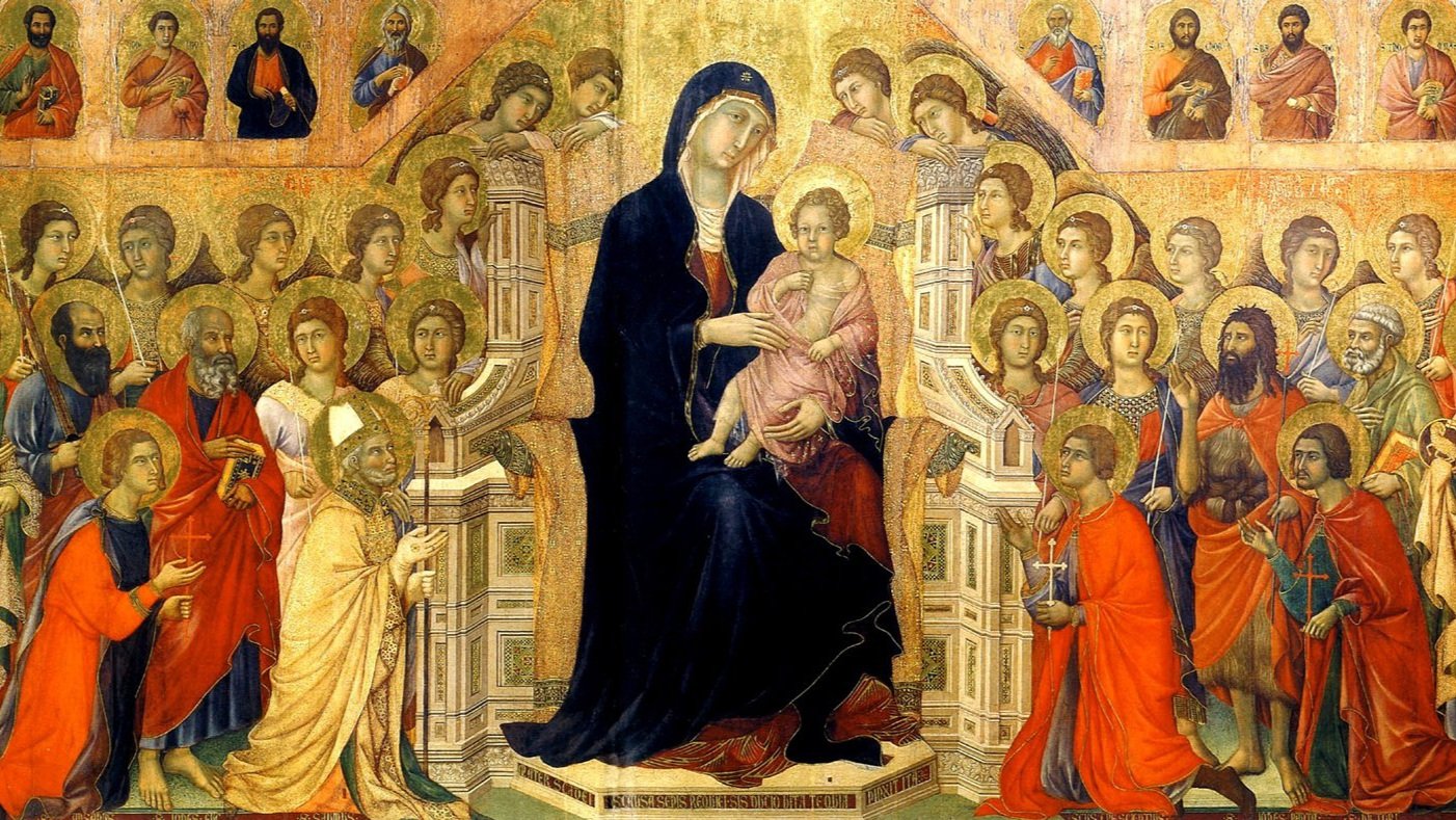 Duccio's magisterial Maestà, or Madonna in Majesty, a foundational work of Sienese art