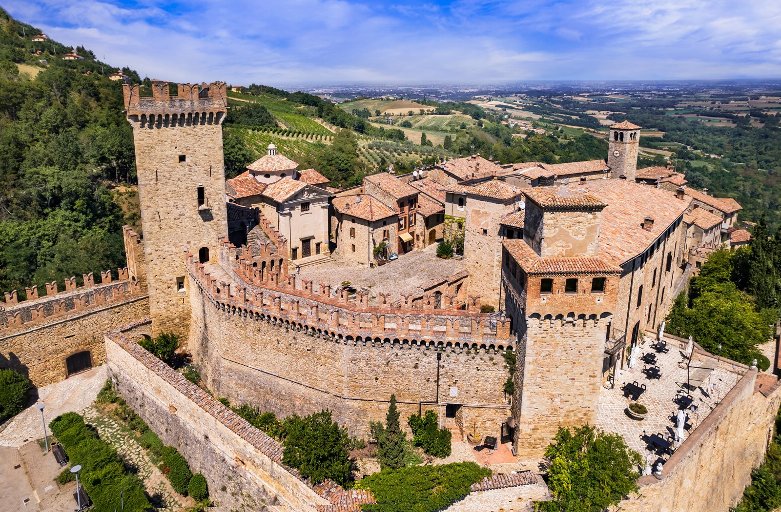 Vigoleno, a picturesque fortified village in the so-called Castelli del Ducato region outside Parma