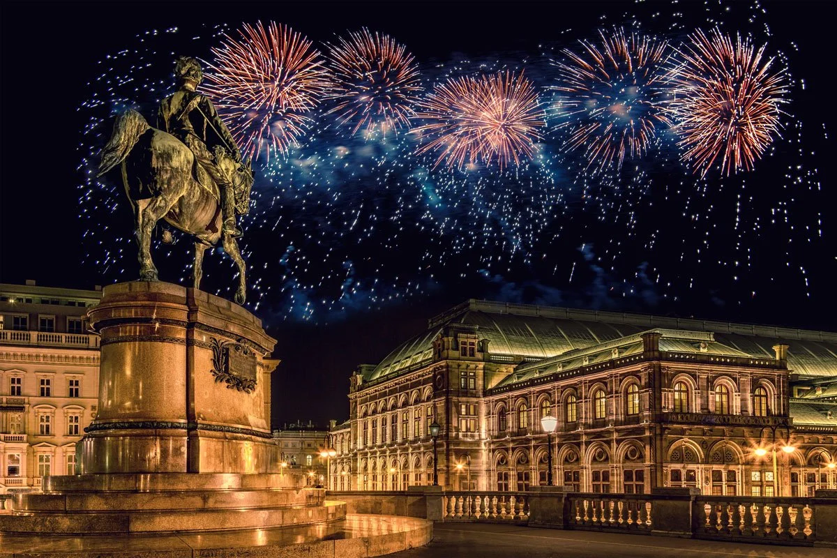 New Year's Eve celebrations over Vienna State Opera
