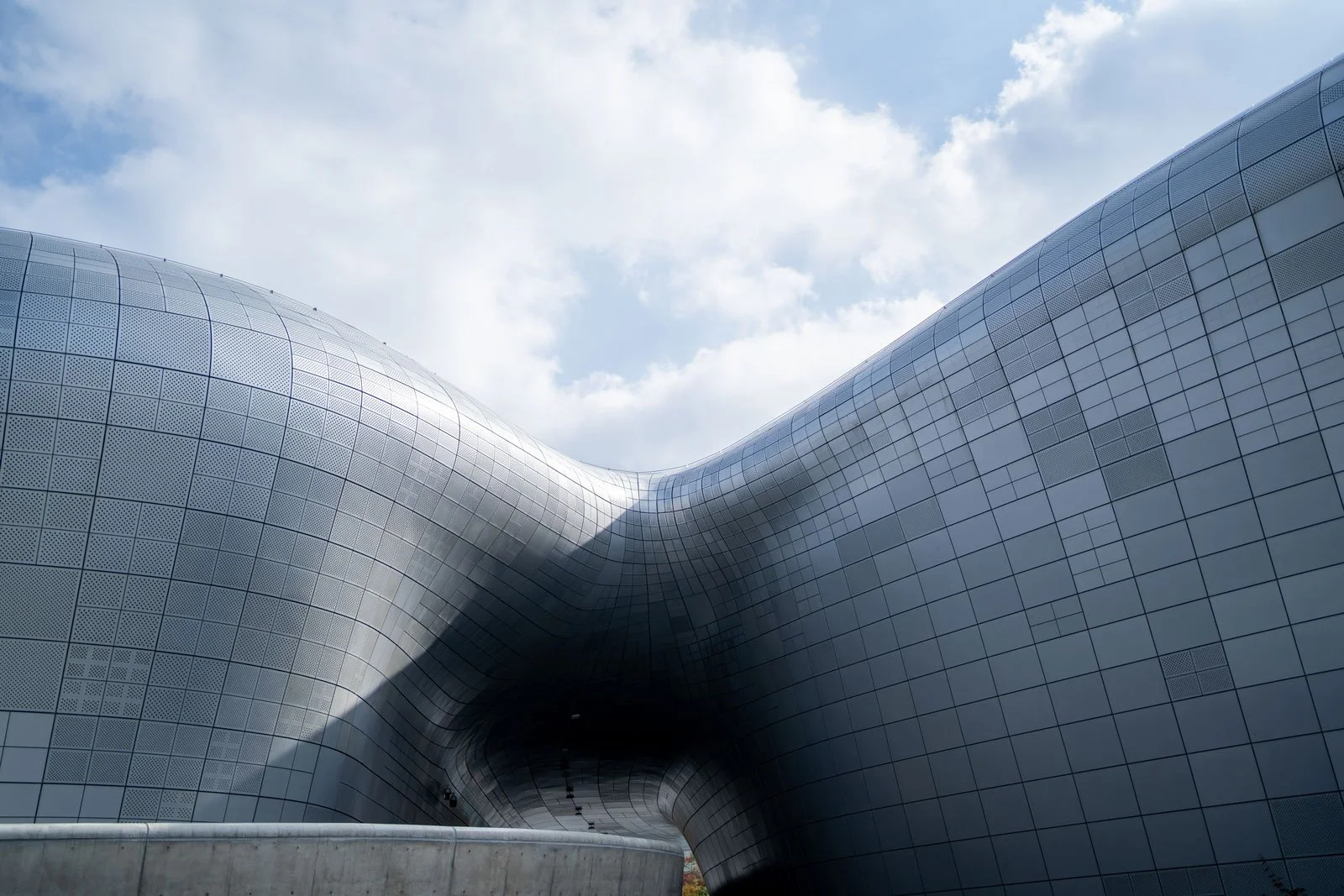 Detail of Zaha Hadid's futuristic DDT Plaza