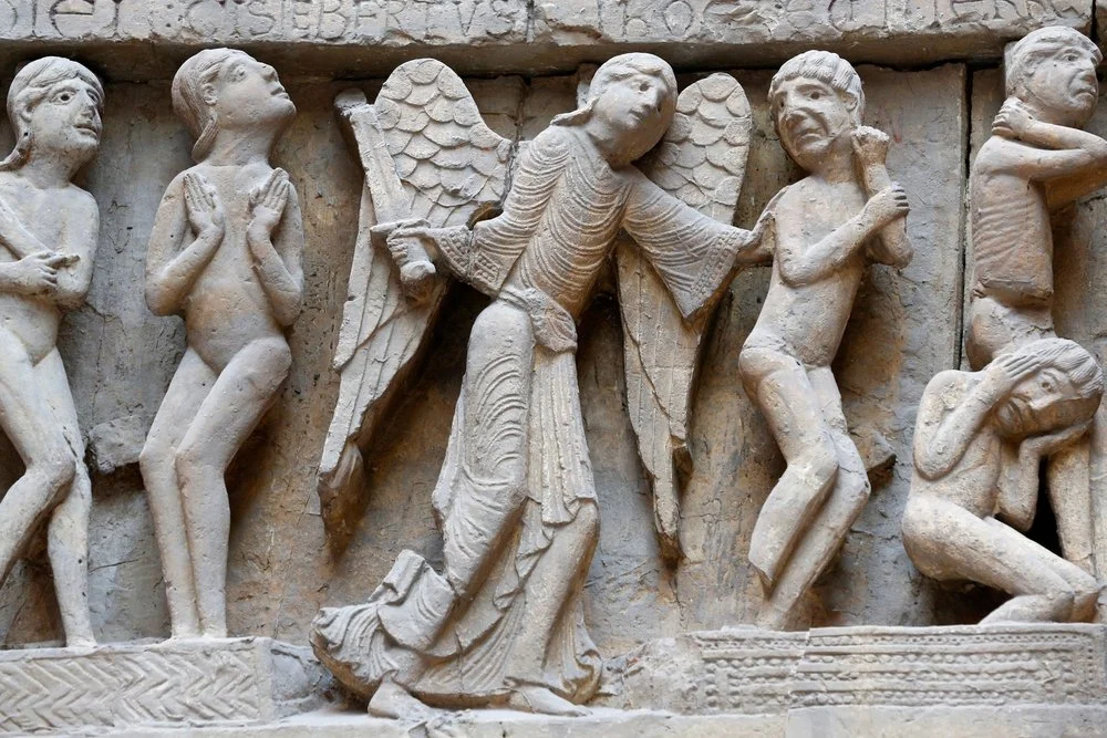 Detail of Autun's Last Judgement tympanum
