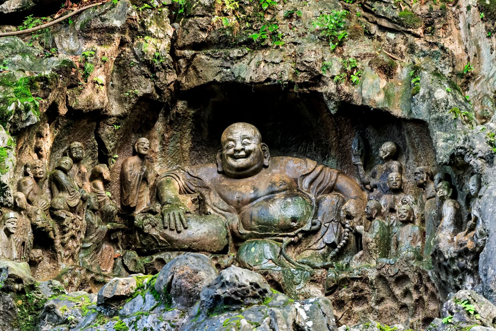 The stone Buddhas of Lingyin Temple, on our extension tour