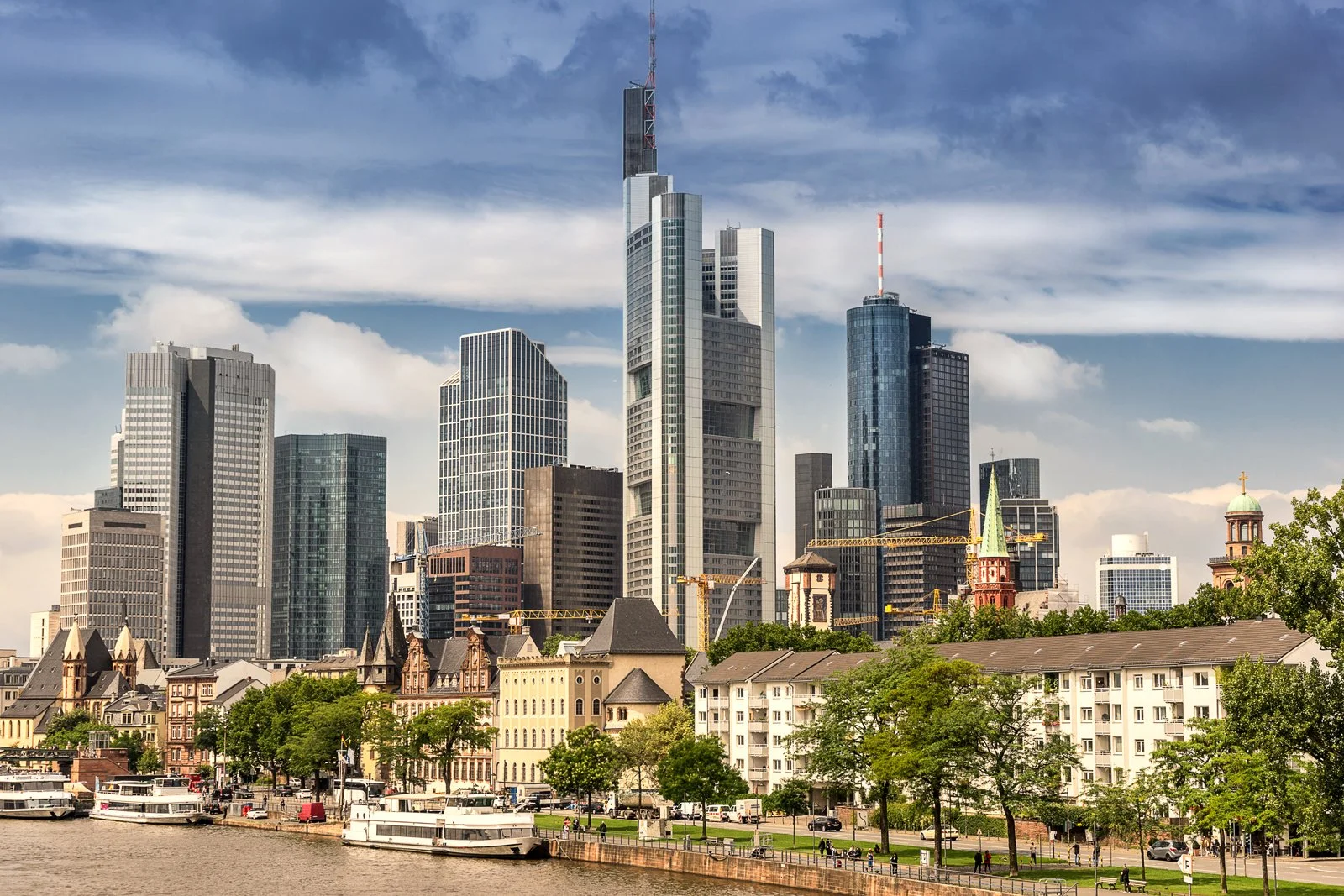 View of Frankfurt's old town and financial district