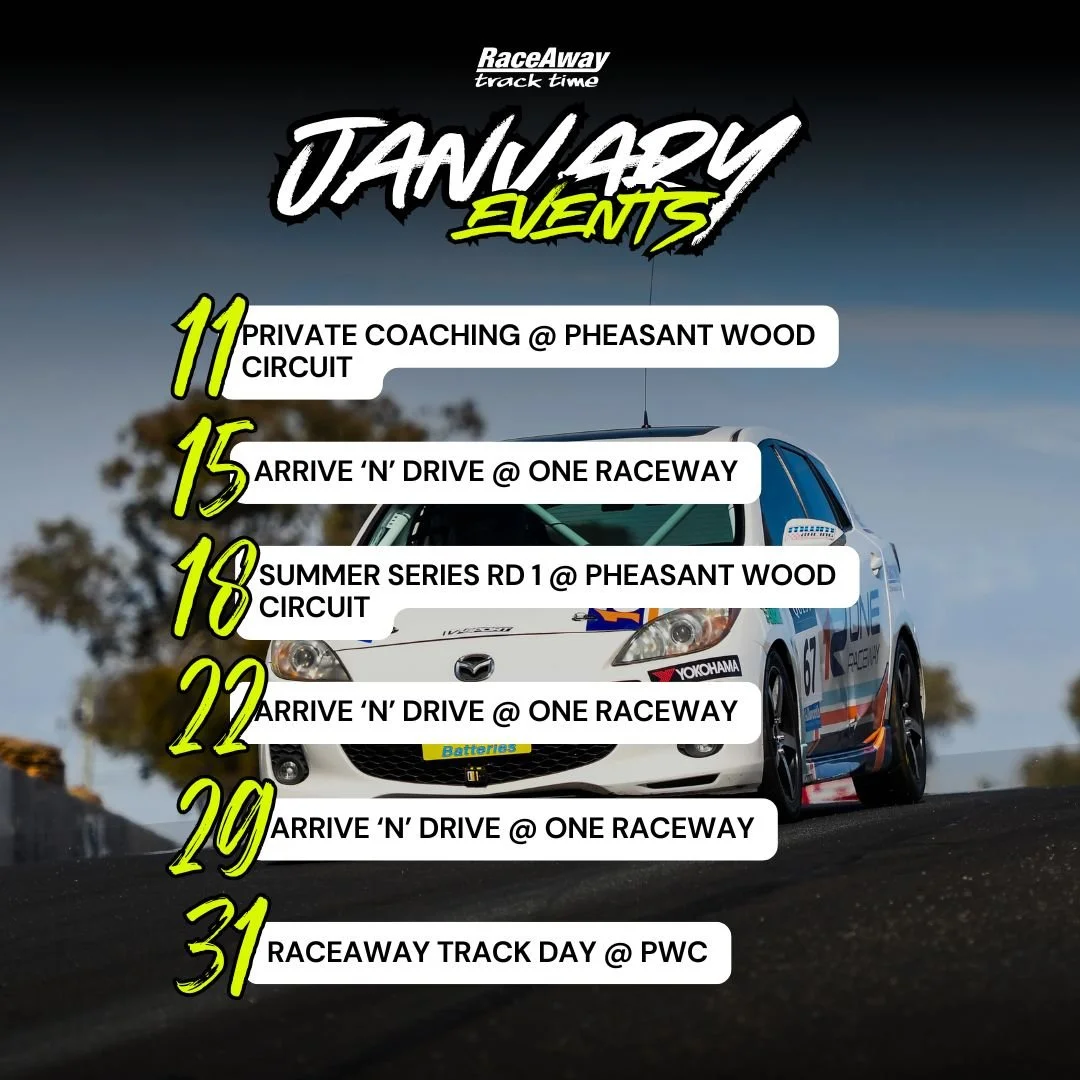 It's time folks.....

January is heating up! Plenty of opportunities to get on track with Arrive 'n' Drive at One Raceway and Round one of the Summer Series at Pheasant Wood Circuit - the cheapest racing available for the year! ✨

Cars available:
- T