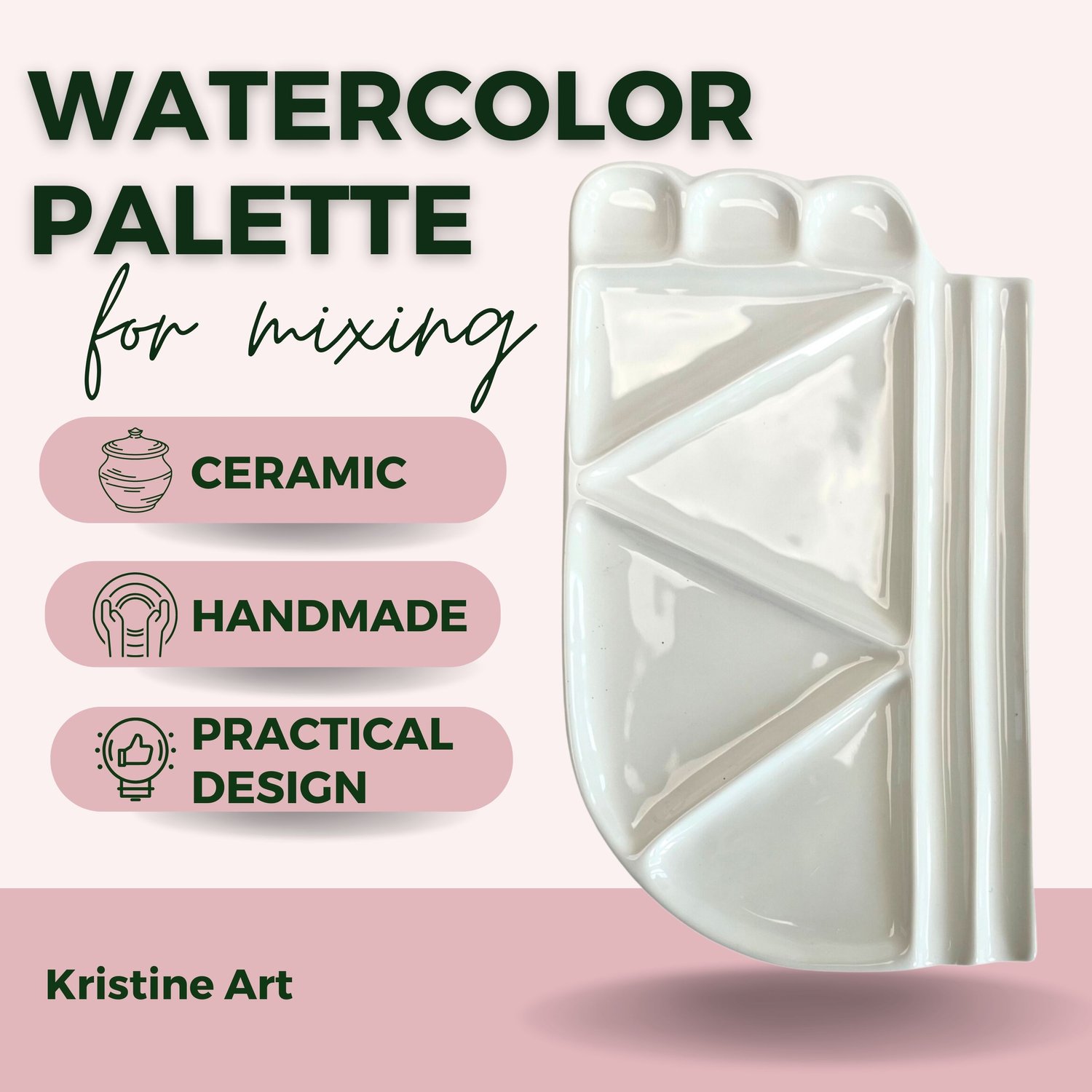 Ceramics Watercolor Palette Water Tank Office Calligraphy Painting Supplies