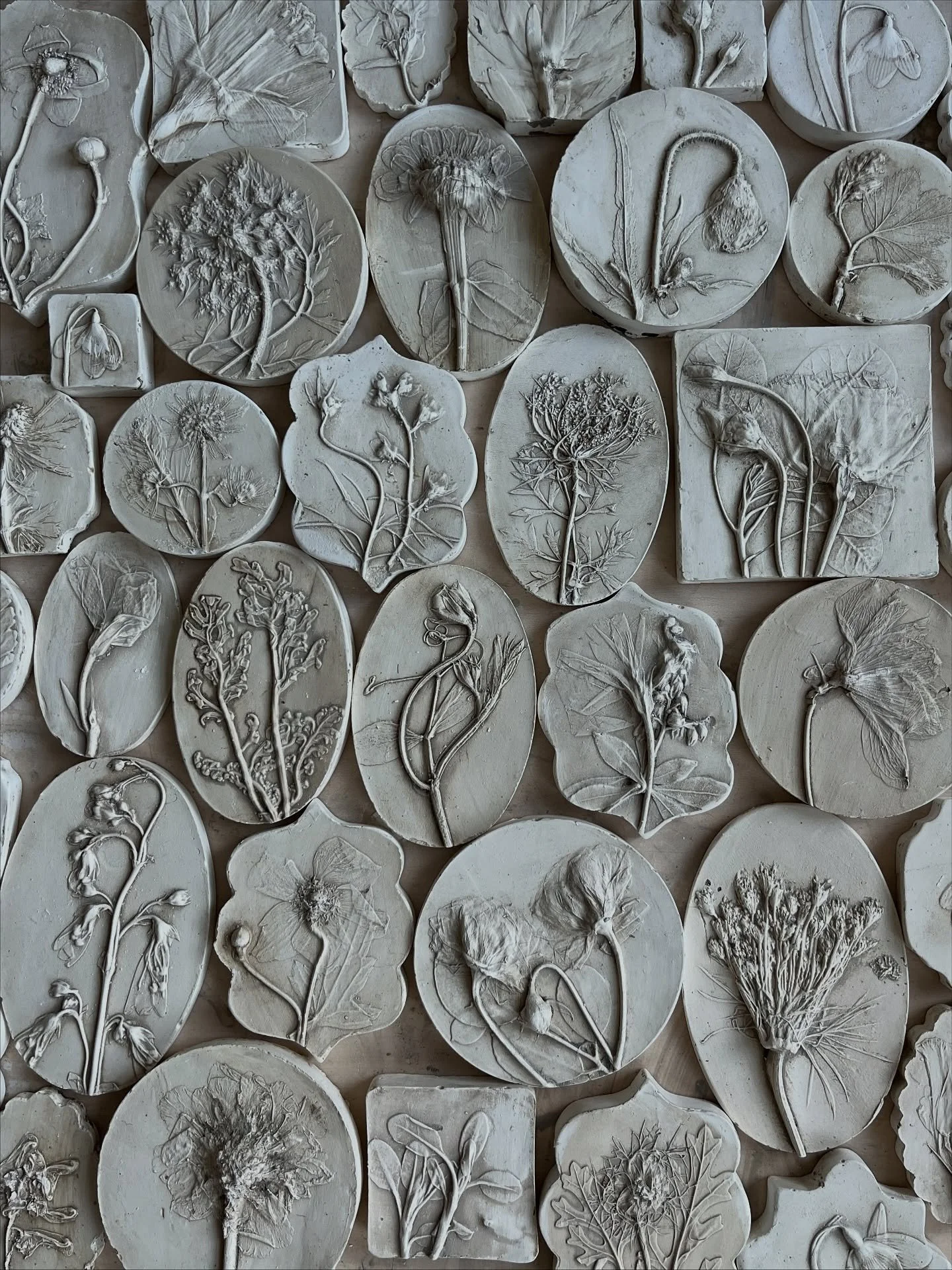 In between larger commissions, I spend time growing my collection of botanical intaglios - a small archive of nature in cast form, ready to become custom pieces. There’s such joy in creating these miniatures; delicate studies of petals and stem