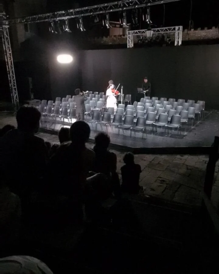 Mesmerising ear waves last night 🎻🎷🎺🎶🌌
 @tsd_teatro @veniceopenstage perfectly framed by the storm ⛈️