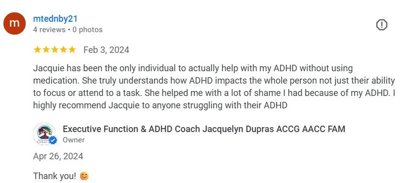 Coach Jacquie Dupras Executive Function ADHD & Life coach New Jersey