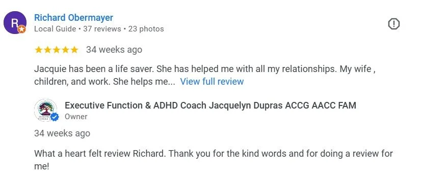 Coach Jacquie Dupras Executive Function ADHD & Life coach New Jersey