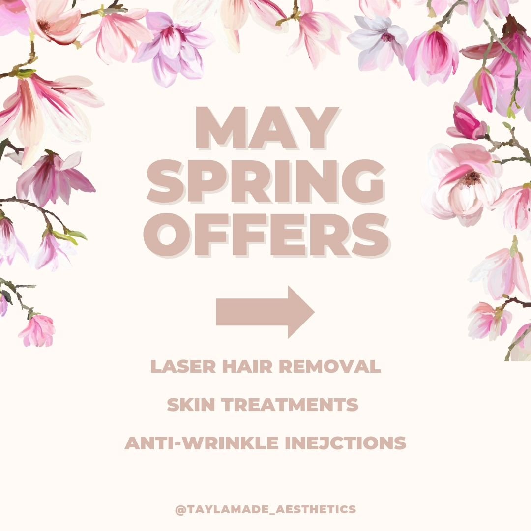 ✨️🌷MAY🌸✨️

What do these offers look like?

LASER HAIR REMOVAL🚫🪒
Underarms &pound;24.50
Bikini Hollywood &pound;47.50
Lower Face &pound;37.50
Full Legs &pound;125
Lower Legs &pound;74.50

SKIN TREATMENTS💖💫
Derm Facial 60 &pound;45.50
Retinol Pe