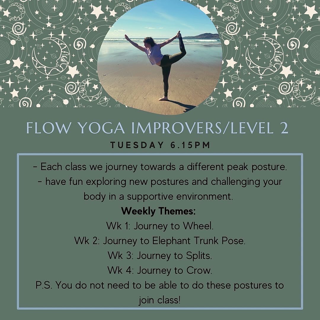 Starting next week Tuesday &amp; Wednesday in Tralee ✨
Tuesday: 
6.15pm Flow Yoga (improvers/level 2) - limited spaces 
7.45pm Yin Yoga - fully booked 
Wednesday: 
6.30pm Gentle &amp; Kind Flow (all levels) - 1 spot left 
8pm Powerful &amp; Fun Flow 