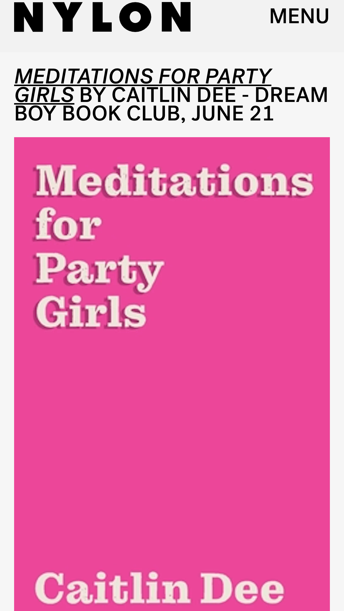Meditations for Party Girls (Dream Boy Book Club 2023)