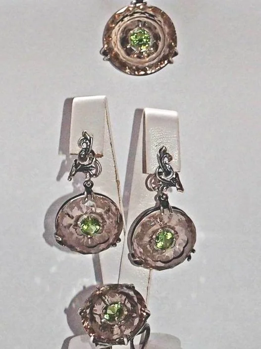 SMOKY QUARTZ & PERIDOT  SET