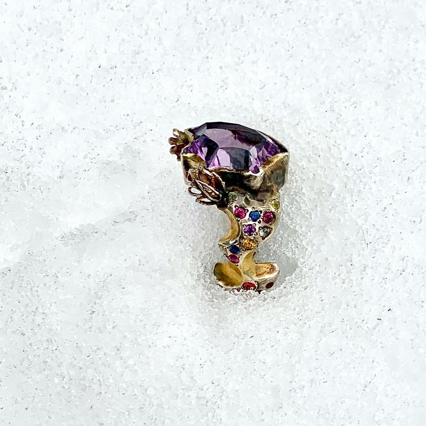 Перстень аметистовий в стилі Стімпанк. Amethyst steampunk ring
