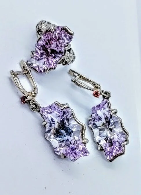 Сережки "Конха " + Аметист.     Earrings "Conch" + Amethyst.