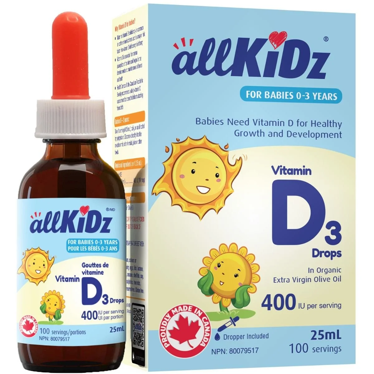 allKiDz® Vitamin D3 Drops (400IU for babies)