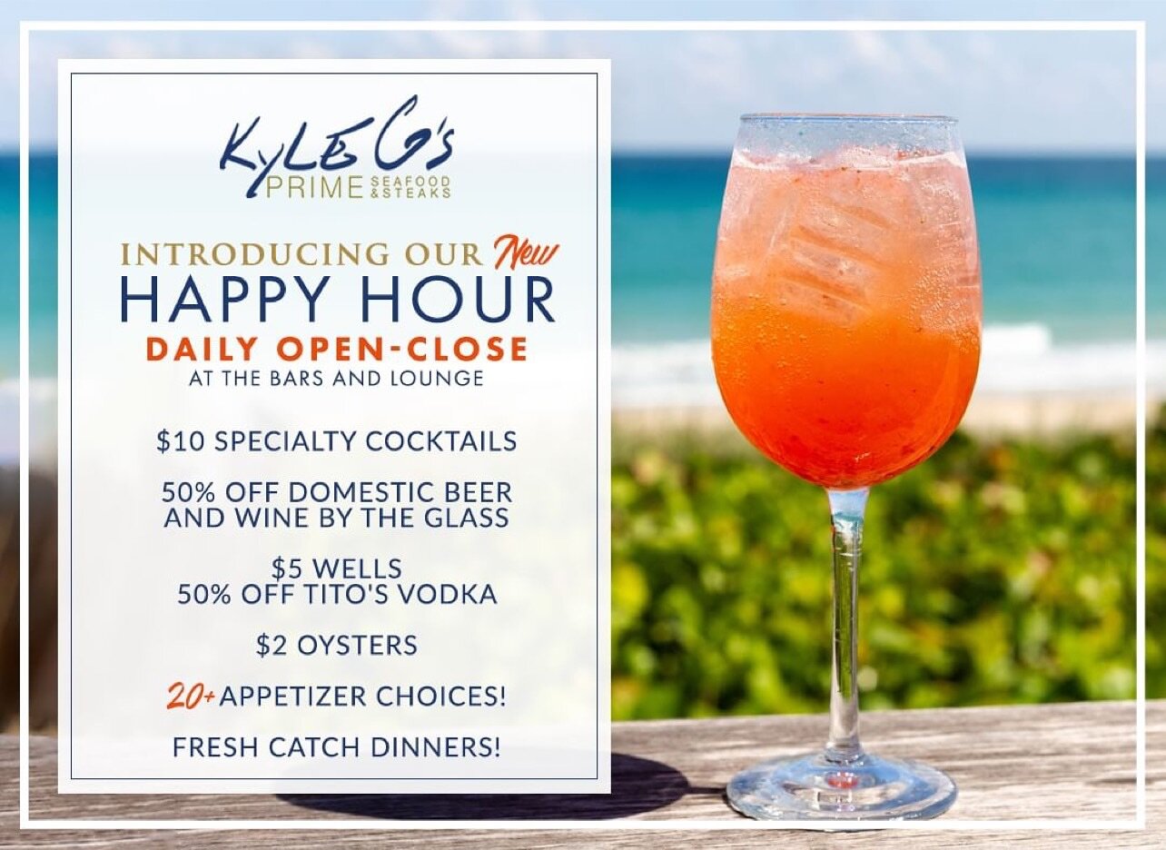 @kylegseafood
&bull;
Introducing our New Happy Hour available daily from Open-Close at the bars and lounge. ☀️🌊🍹
Check out all of the new menu items and drink specials kylegseafood.com/happy-hour