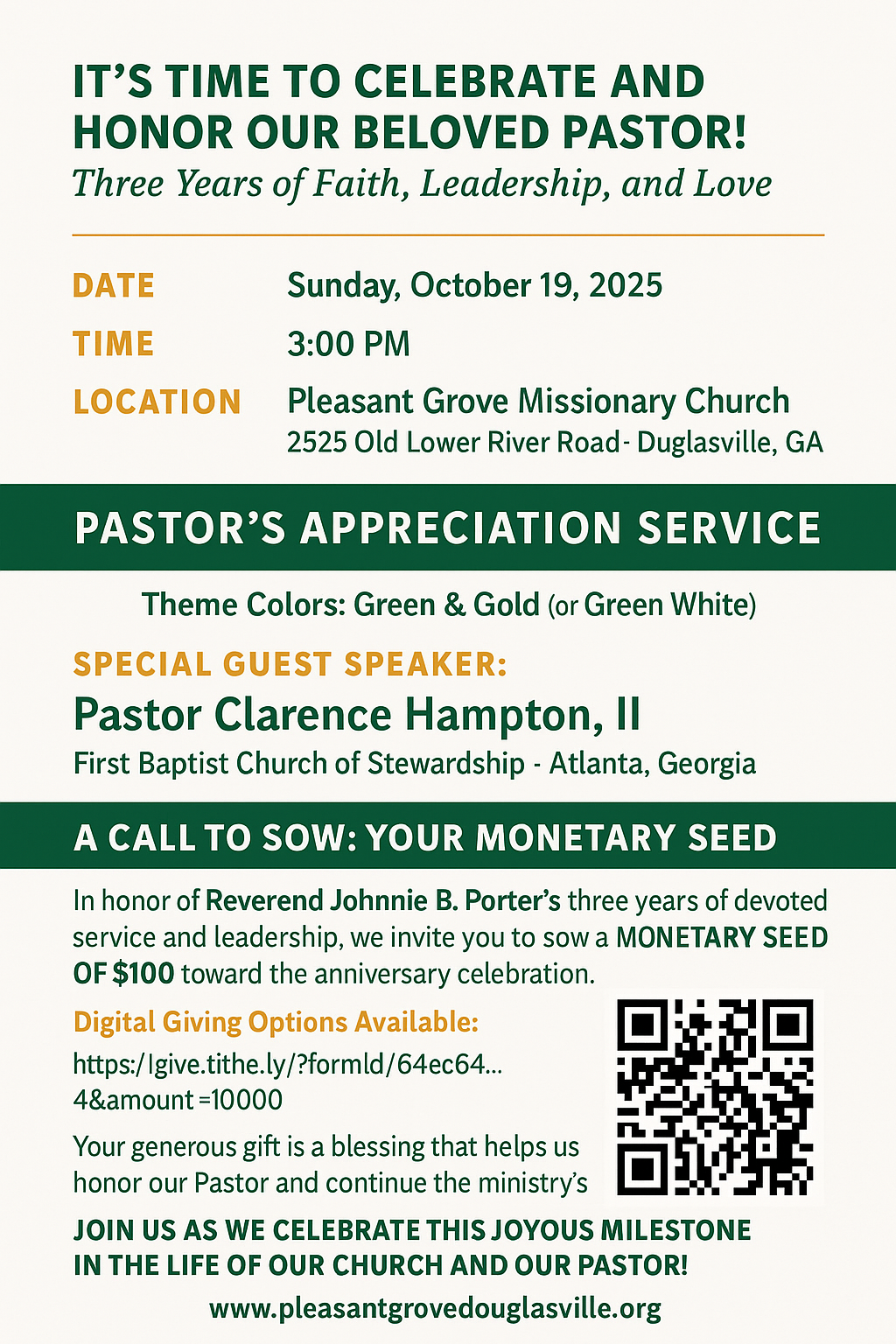 Pastor’s Appreciation Service