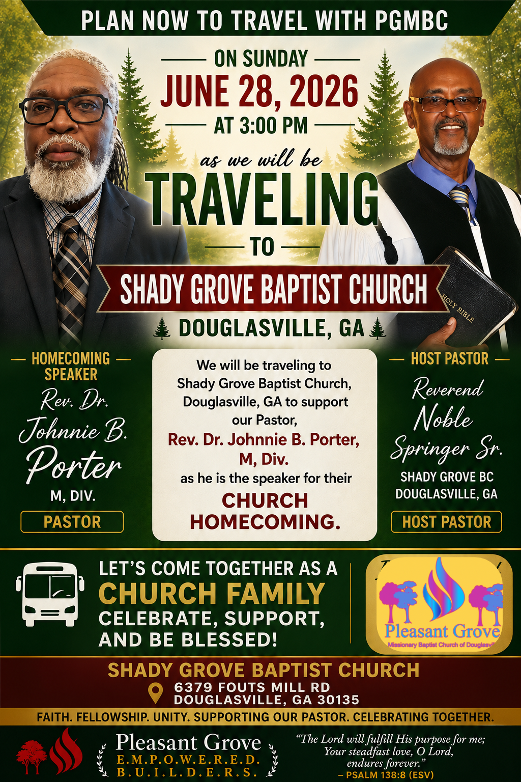 Road Trip with PGMBC to Shady Grove Baptist Church Douglasville, Ga 