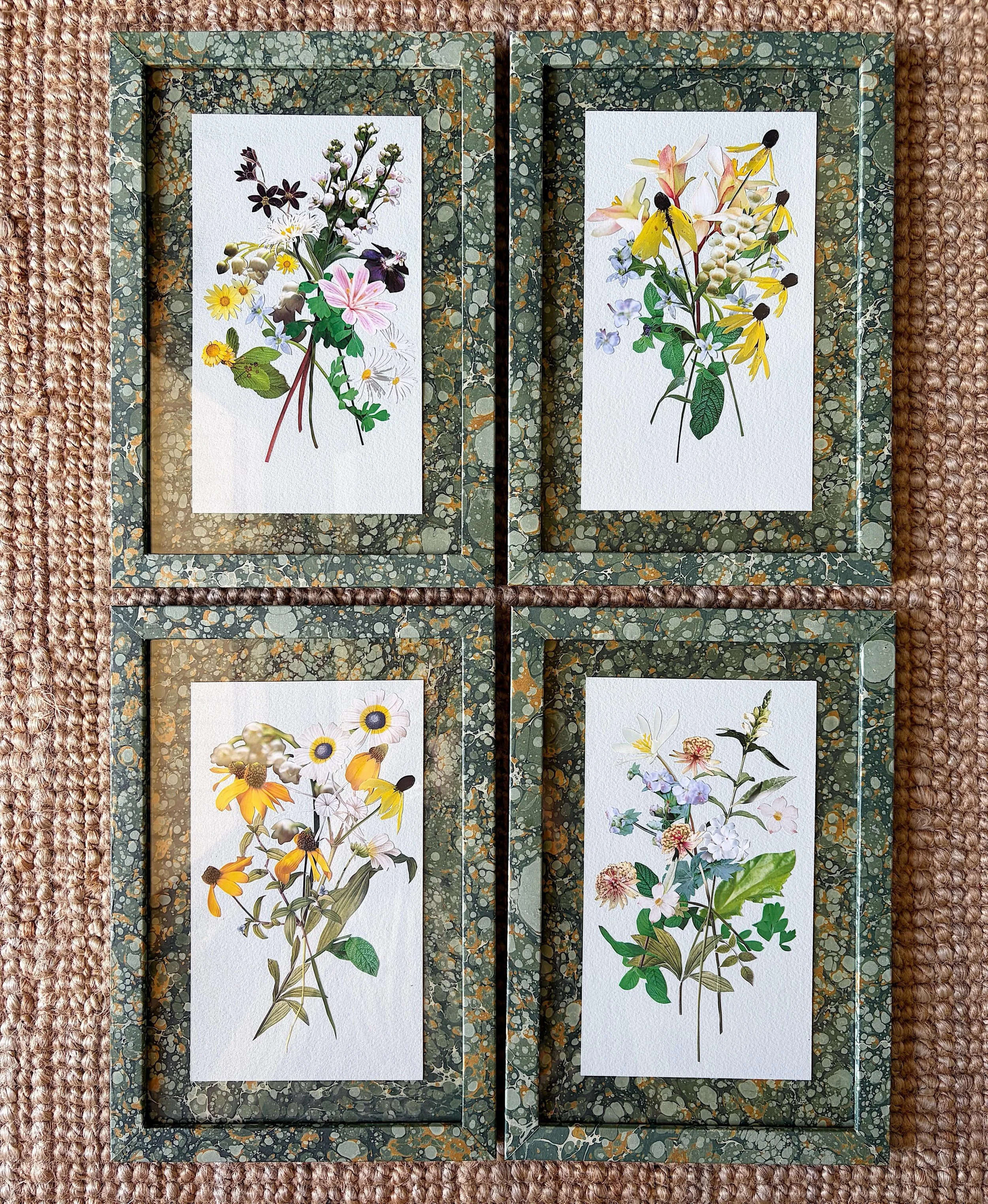 bundles of mountain flowers wrapped in Italian marbled paper, custom for @meredithmcbrearty 💫
